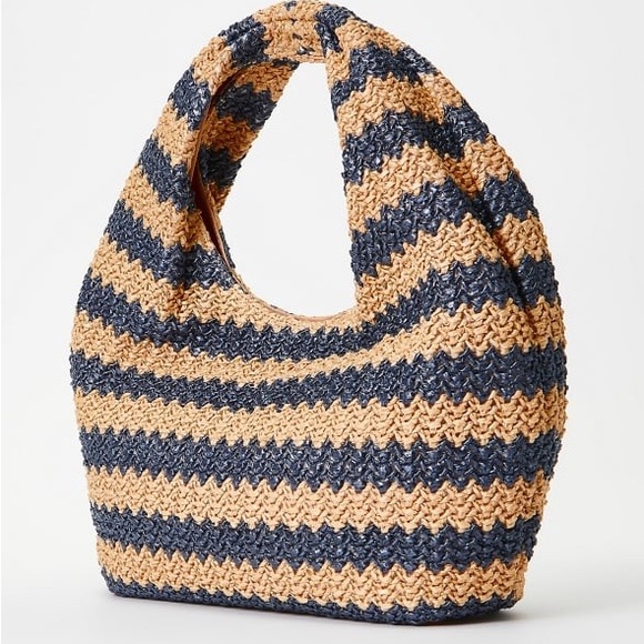 JustFab Striped Crochet Raffia Bag (NWT + duster bag) - Picture 7 of 9